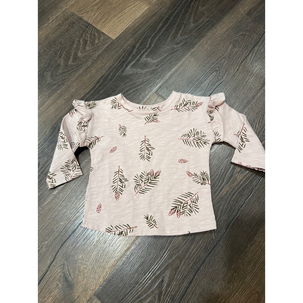 Little Co by Lauren Conrad Long Sleeve Ruffle Sleeve Pinecone Print Top Girl 9M